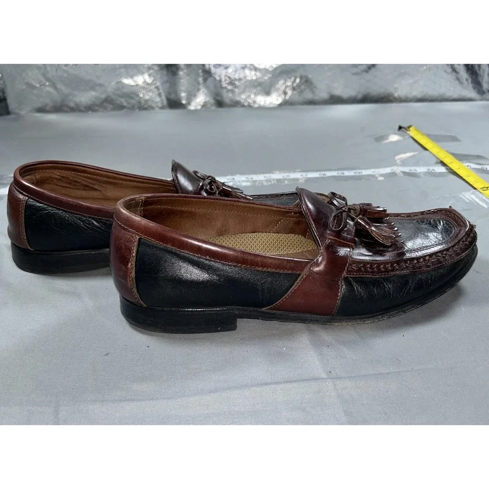 Johnston & Murphy Shoes Mens Size 12 Brown Black Tassel Loafers Kiltie 20-0592